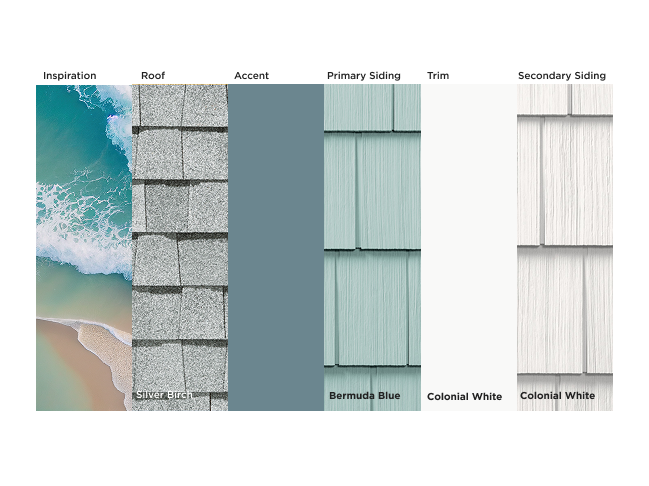 Coastal-Inspired Exterior Color Palette Featuring Silver Birch and Bermuda Blue